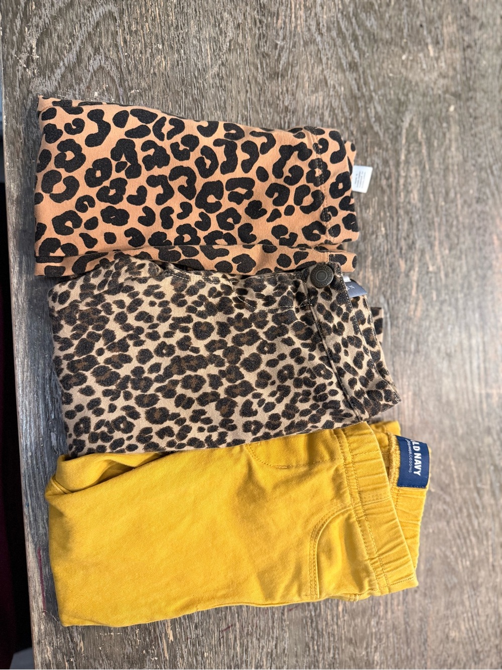 Old Navy Yellow Pants with Leopard Print Bottoms Set